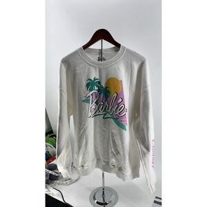 Barbie Malibu White Sweatshirt 80s Palm Tree Graphic XL